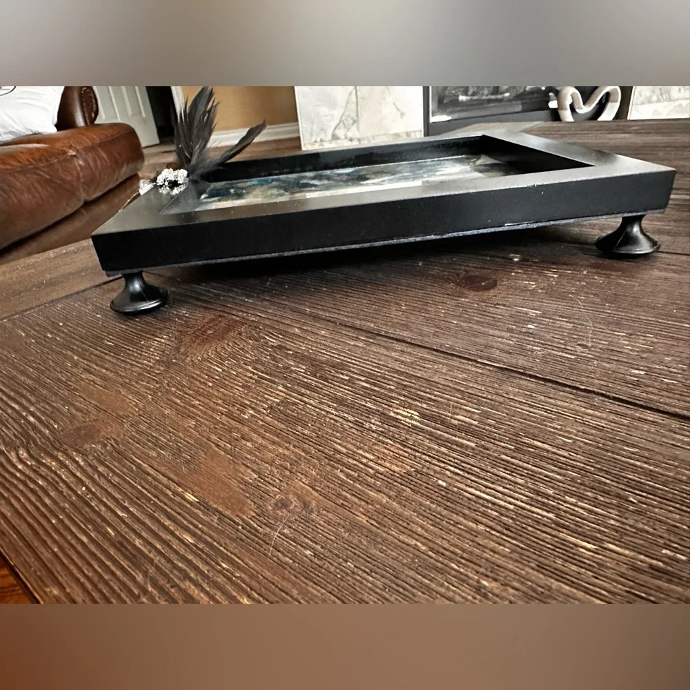 Hand Crafted Black and Gold Decorative vanity accent Tray